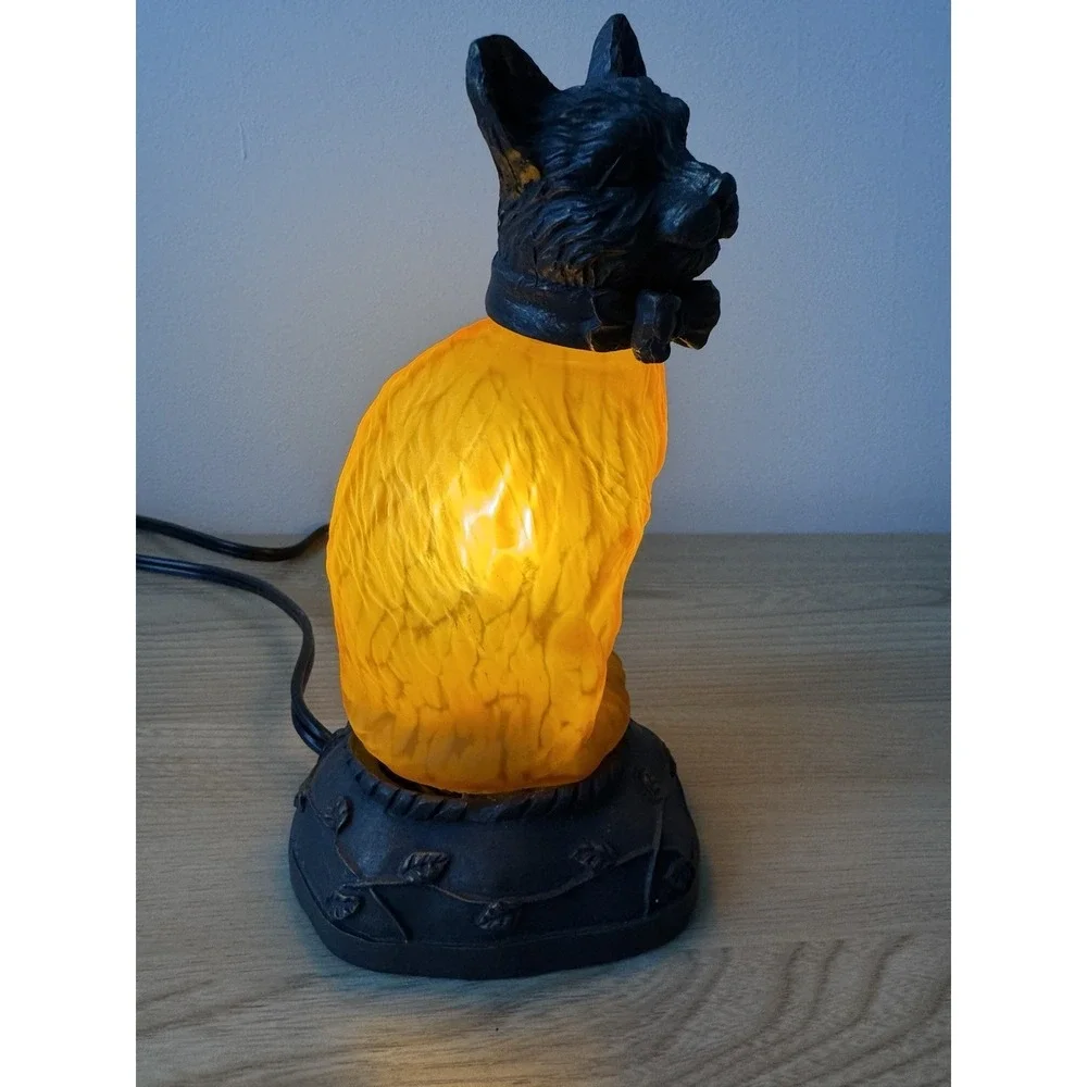 Lighted Cat Lamp Amber Glow Accent Light Vintage Style Table Lamp Tested
